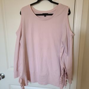 Lane Bryant Light Pink Cold-Shoulder Top.